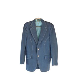 Vintage 70's Hampton Heath Aqua Blue Sports Coat Blazer 36